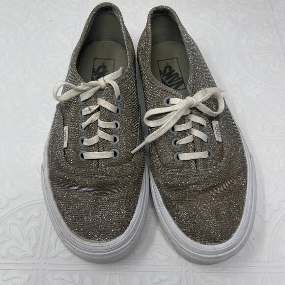 Vans Shoes - Vans Silver Gold Glitter Shimmer Lace Up Low Top Casual Sneakers Shoes Size 8